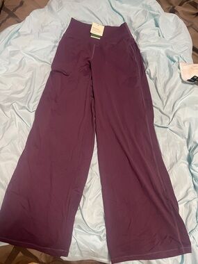 HALARA Wide Leg Athletic Pants in Deep Plum